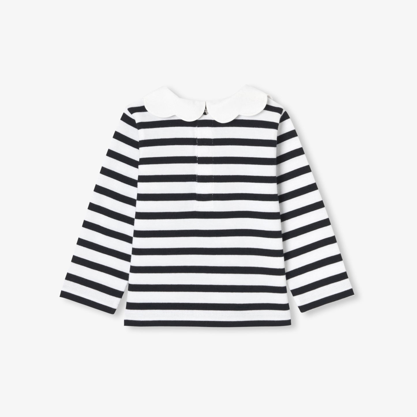 Baby Girl Breton Tee - White/Navy