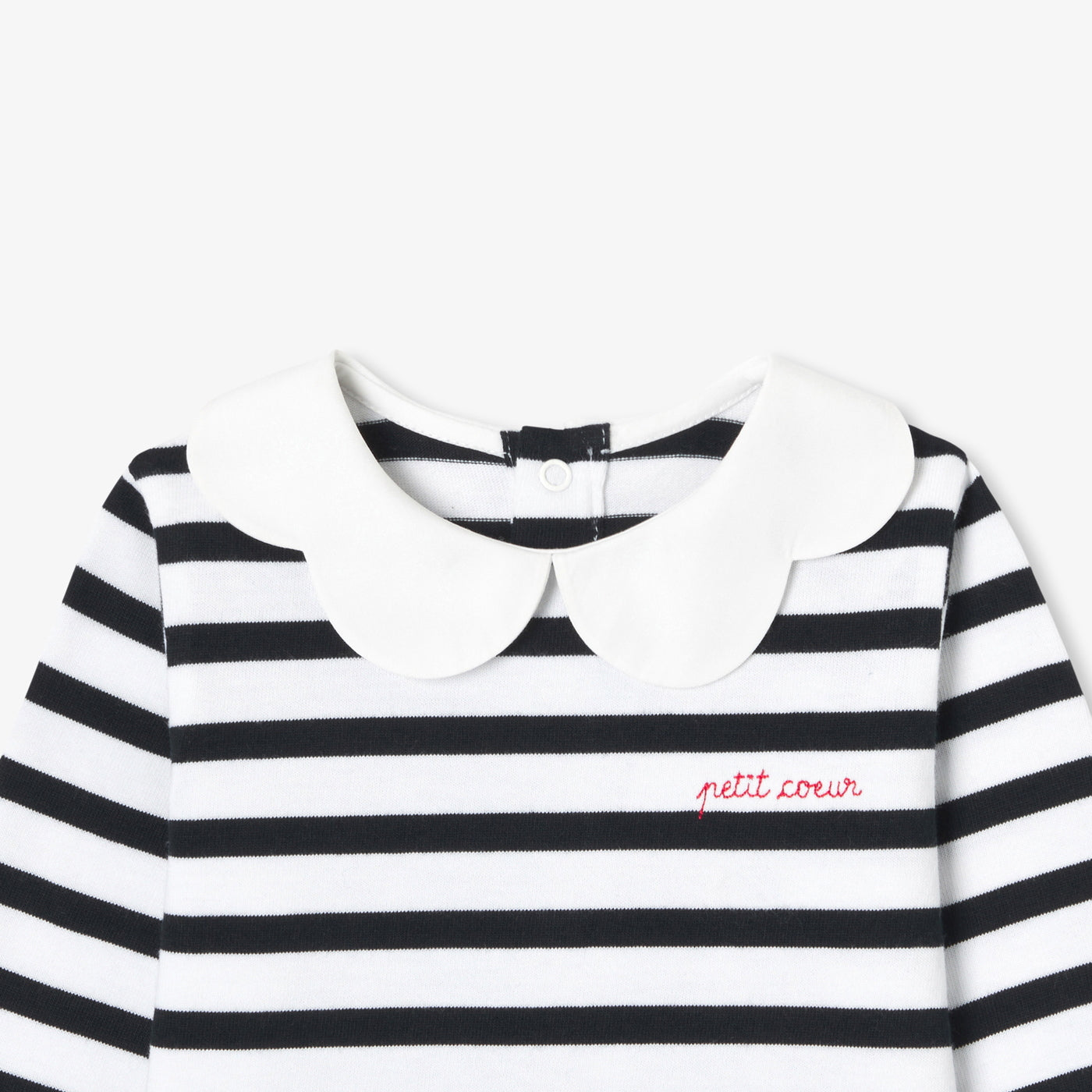 Baby Girl Breton Tee - White/Navy
