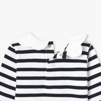 Baby Girl Breton Tee - White/Navy