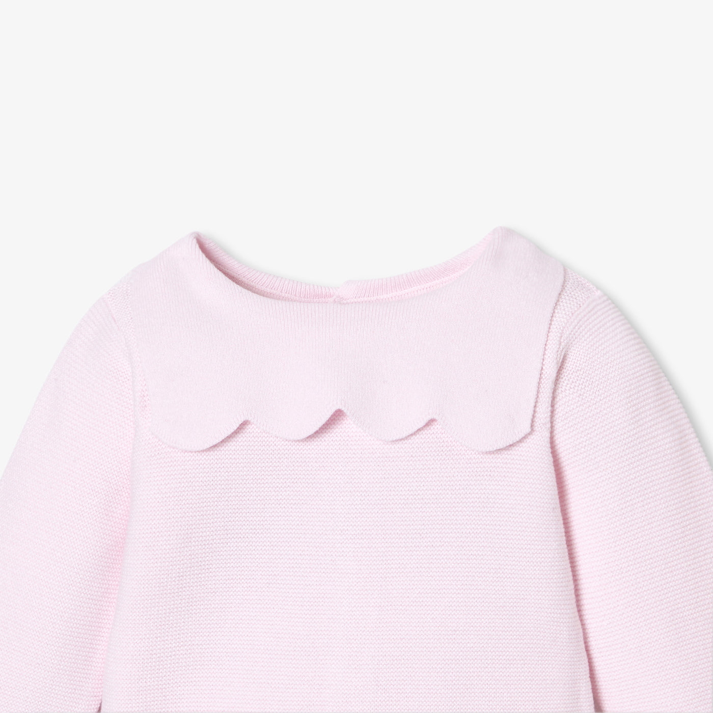 Baby Girl Set In Garter Stitch Cotton - Pale Pink