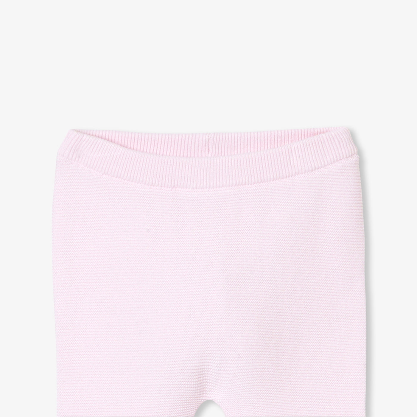 Baby Girl Set In Garter Stitch Cotton - Pale Pink
