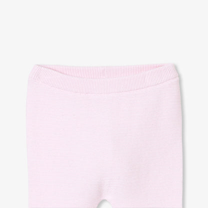 Baby Girl Set In Garter Stitch Cotton - Pale Pink