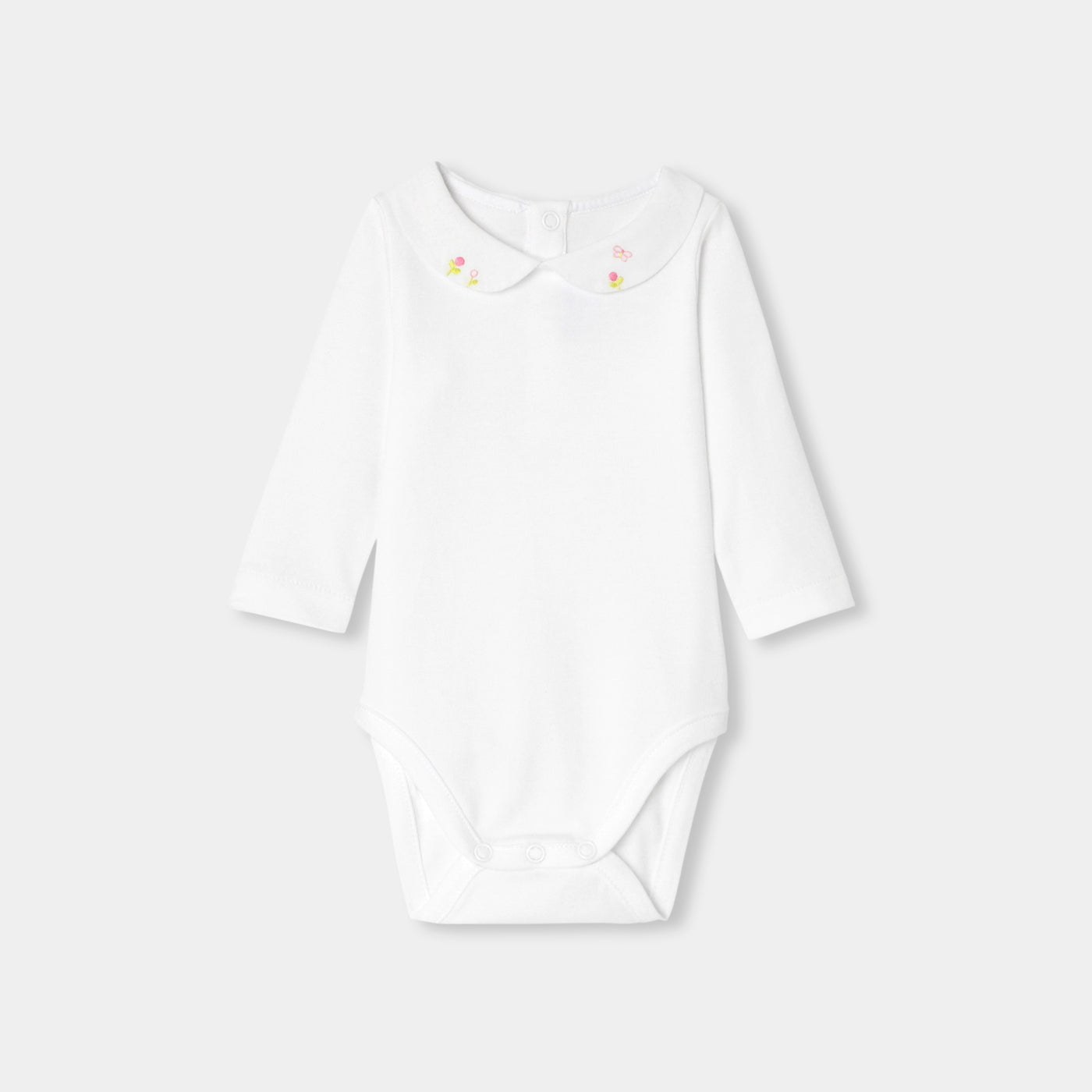 Baby Girl Bodysuit In Cotton Interlock - White