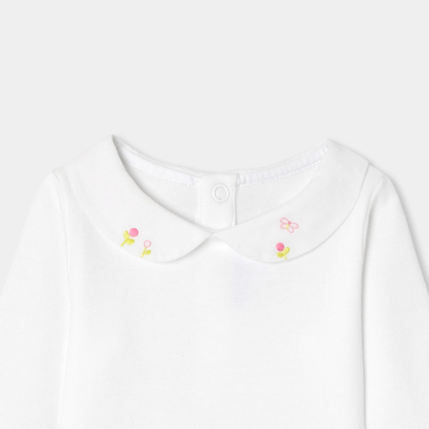 Baby Girl Bodysuit In Cotton Interlock - White