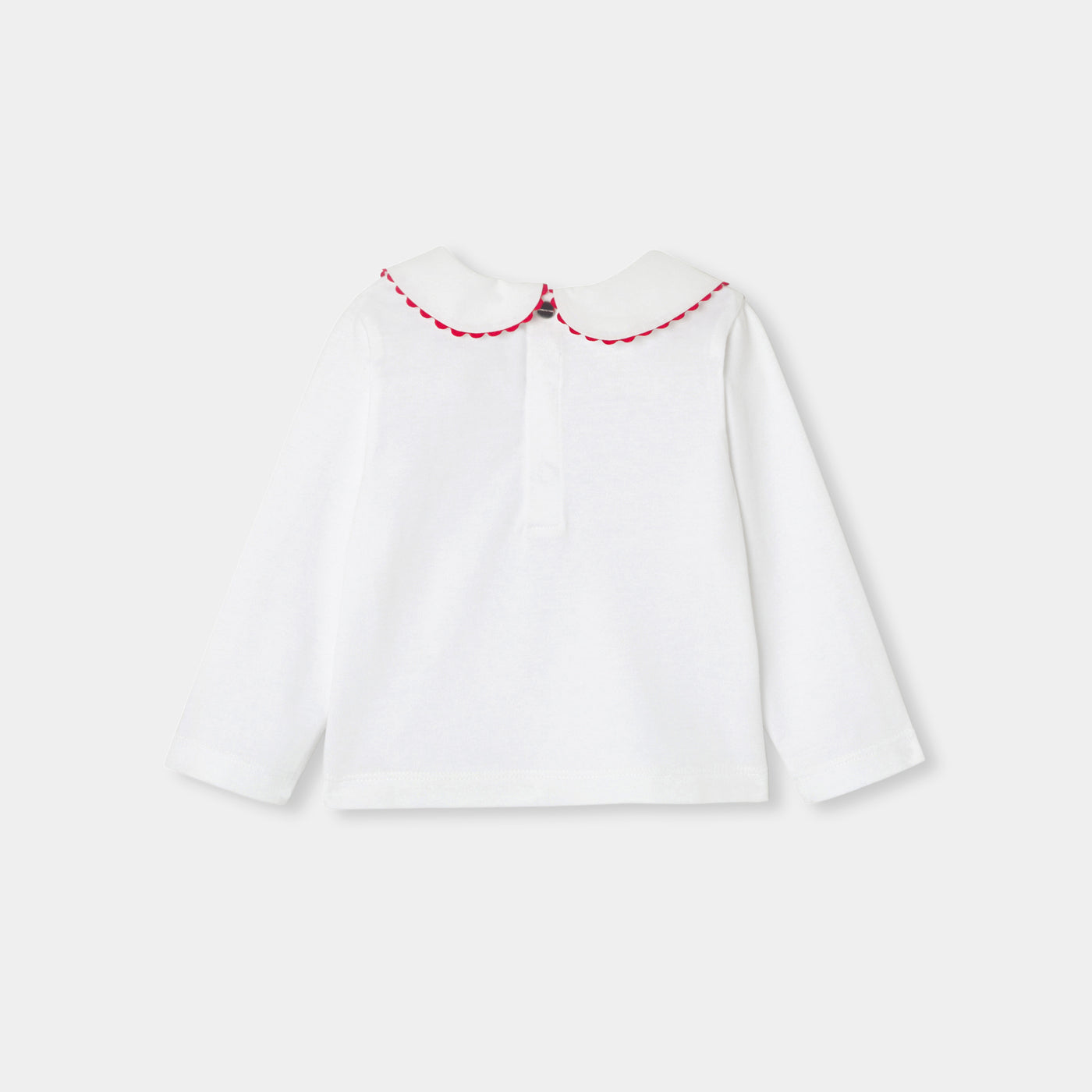 Baby Girl Cotton T-Shirt With Long Sleeves - White