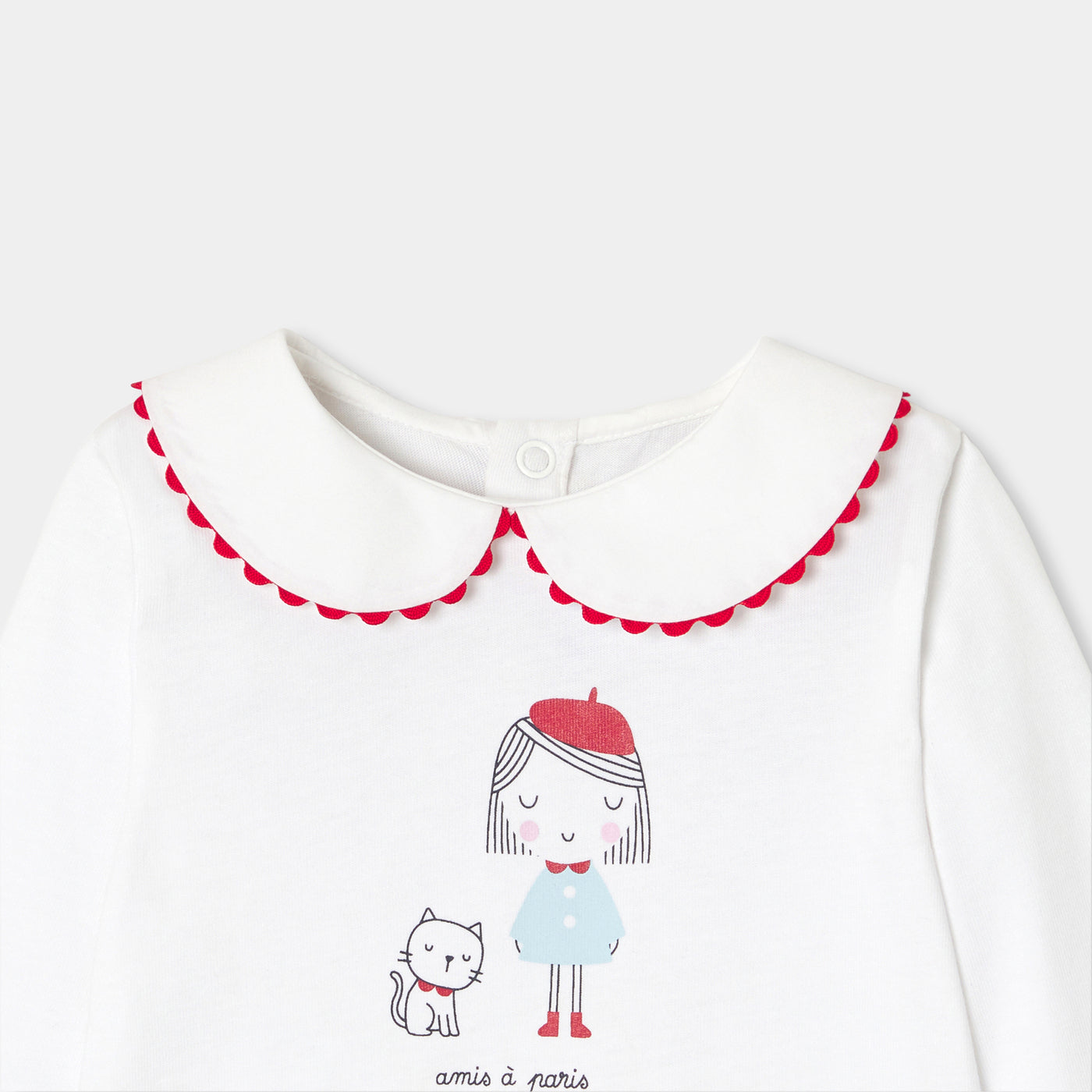 Baby Girl Cotton T-Shirt With Long Sleeves - White