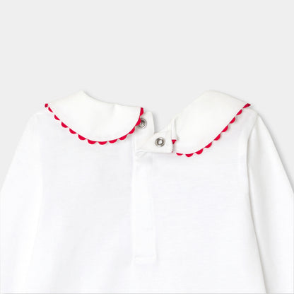Baby Girl Cotton T-Shirt With Long Sleeves - White