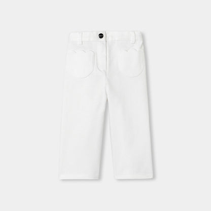 Baby Girl Trousers In Cotton Twill - White