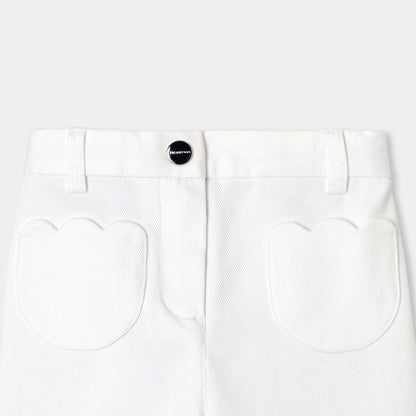 Baby Girl Trousers In Cotton Twill - White
