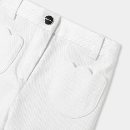 Baby Girl Trousers In Cotton Twill - White