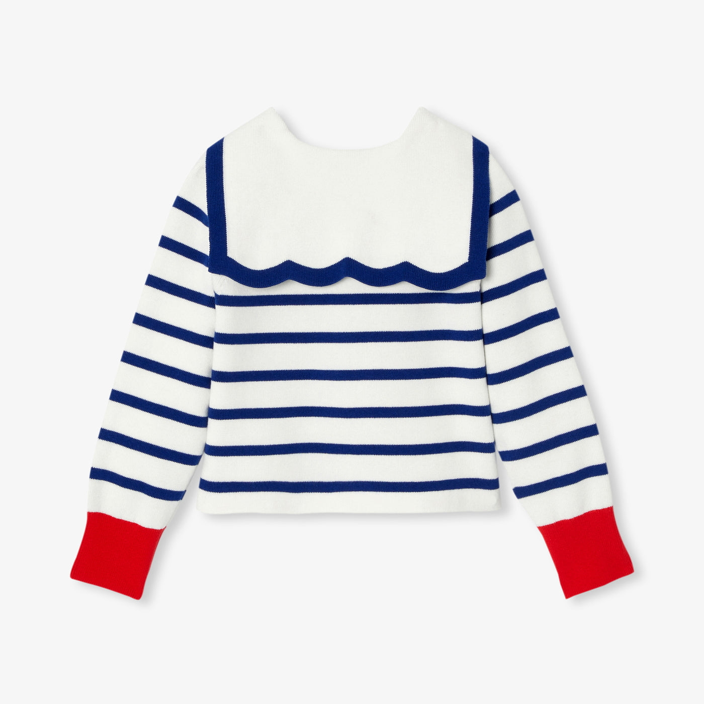 Girls' Cardigan With Sailor Collar - Soft White/Multicolour