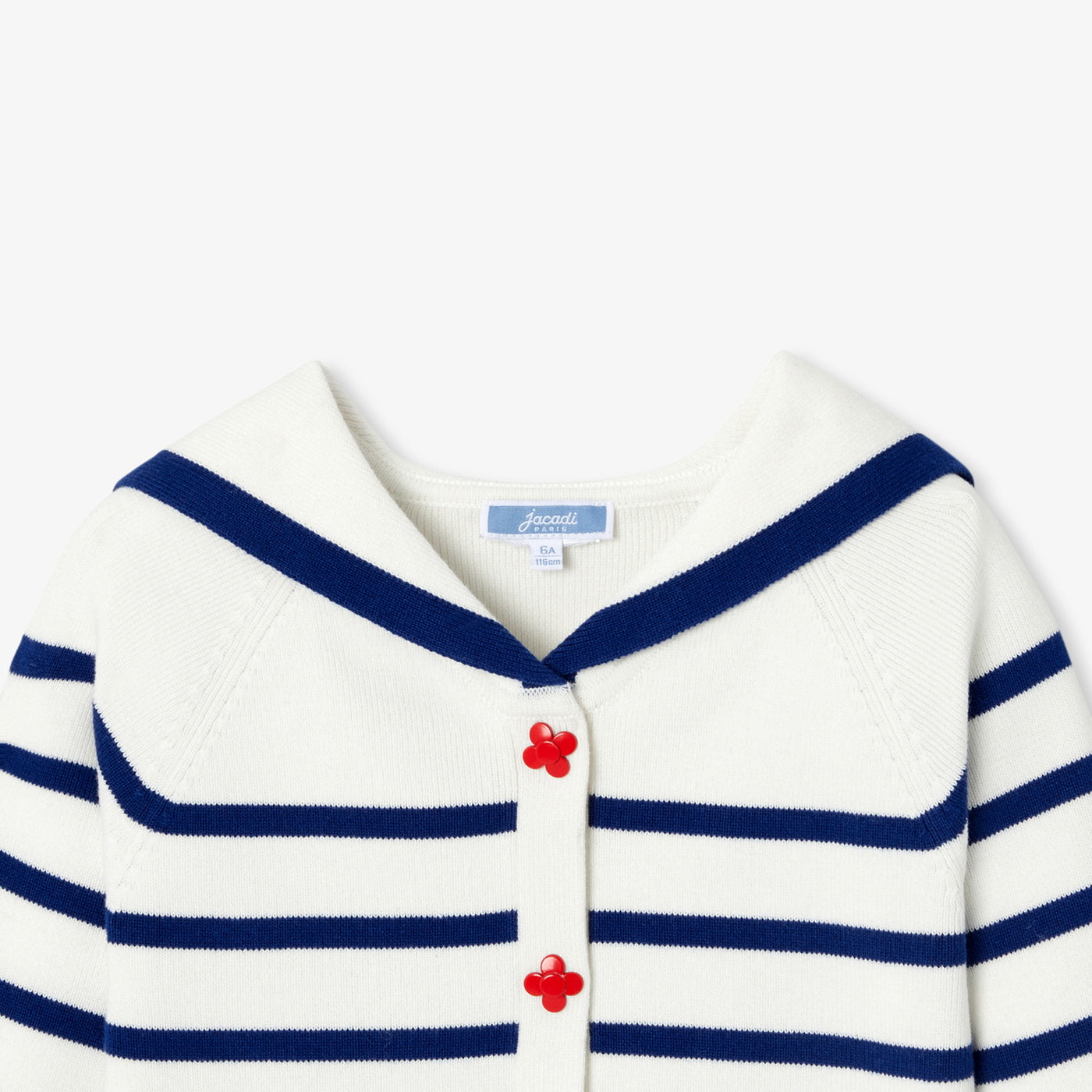 Girls' Cardigan With Sailor Collar - Soft White/Multicolour