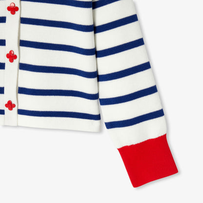 Girls' Cardigan With Sailor Collar - Soft White/Multicolour