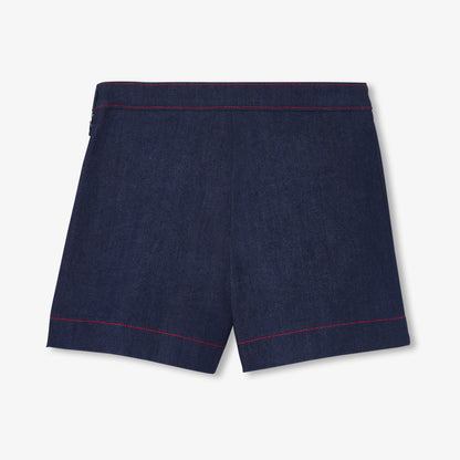 Girls' Denim Skirt Shorts - Dark Denim