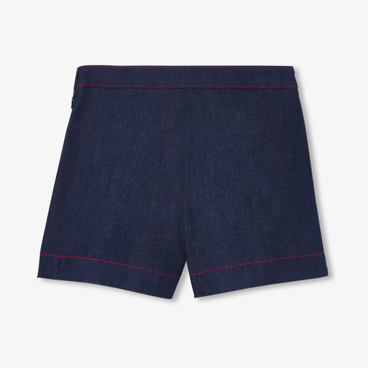 Girls' Denim Skirt Shorts - Dark Denim