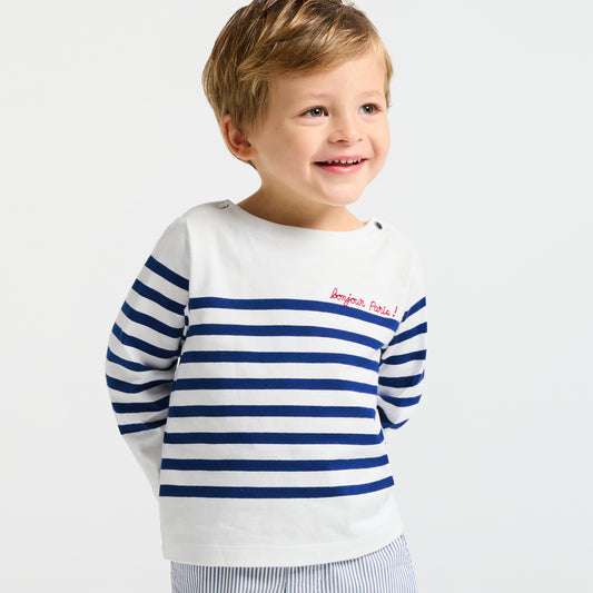 Baby Cotton Sailor Top - White/Blue