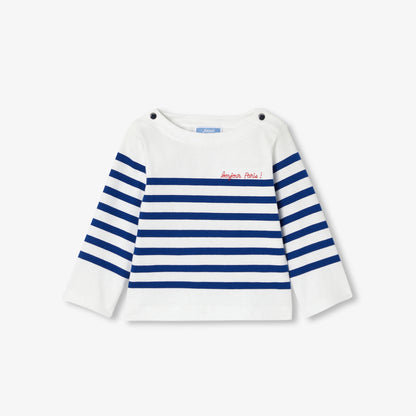 Baby Cotton Sailor Top - White/Blue