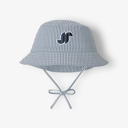 Baby Striped Cotton Bucket Hat - Blue/White