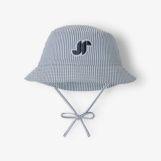 Baby Striped Cotton Bucket Hat - Blue/White