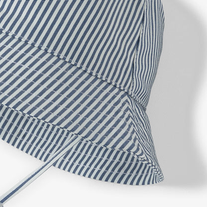 Baby Striped Cotton Bucket Hat - Blue/White