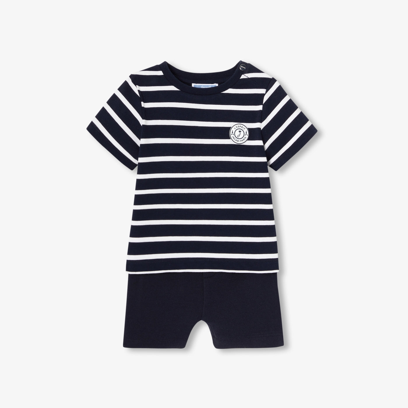 Baby Boy Cotton Shorts Set - Navy/White
