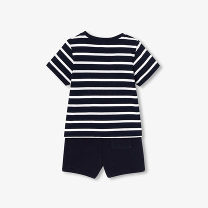 Baby Boy Cotton Shorts Set - Navy/White