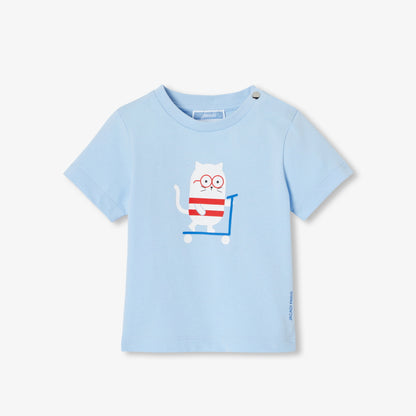 Baby Boy Short-Sleeved Cotton T-Shirt - Light Blue