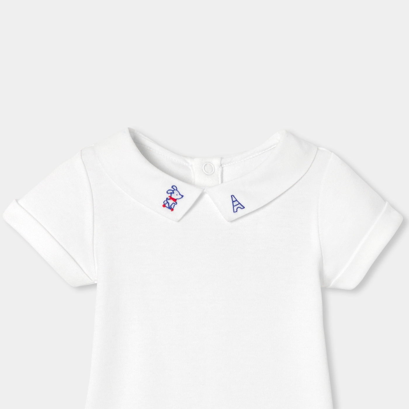 Baby Boy Short-Sleeved Cotton Bodysuit - White