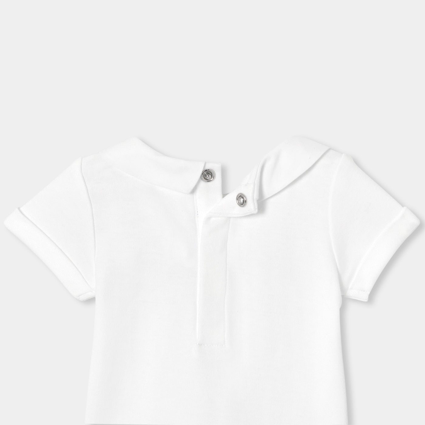 Baby Boy Short-Sleeved Cotton Bodysuit - White
