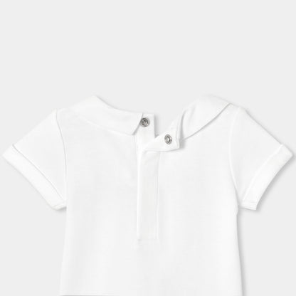 Baby Boy Short-Sleeved Cotton Bodysuit - White