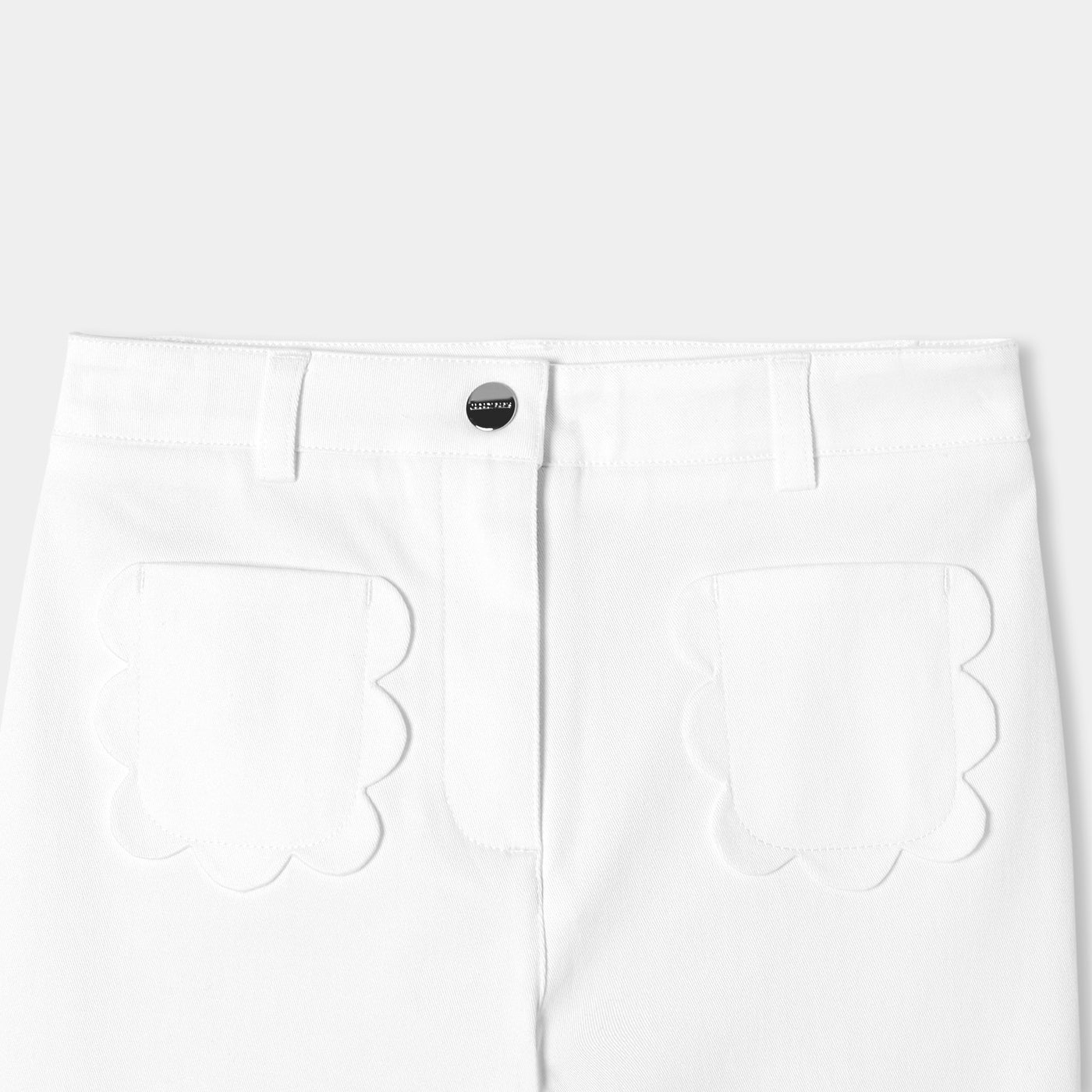 Girls' Wide-Leg Twill Pants - White