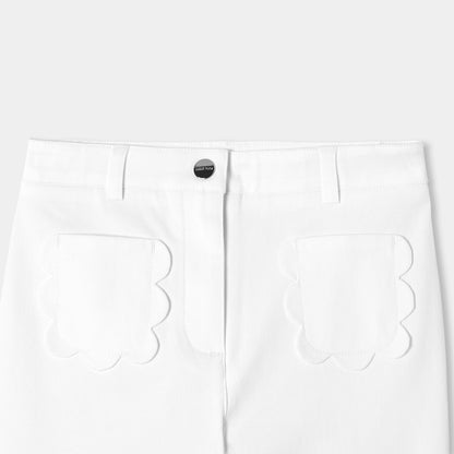 Girls' Wide-Leg Twill Pants - White