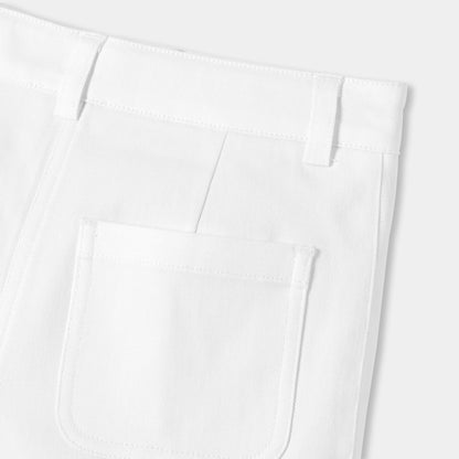 Girls' Wide-Leg Twill Pants - White