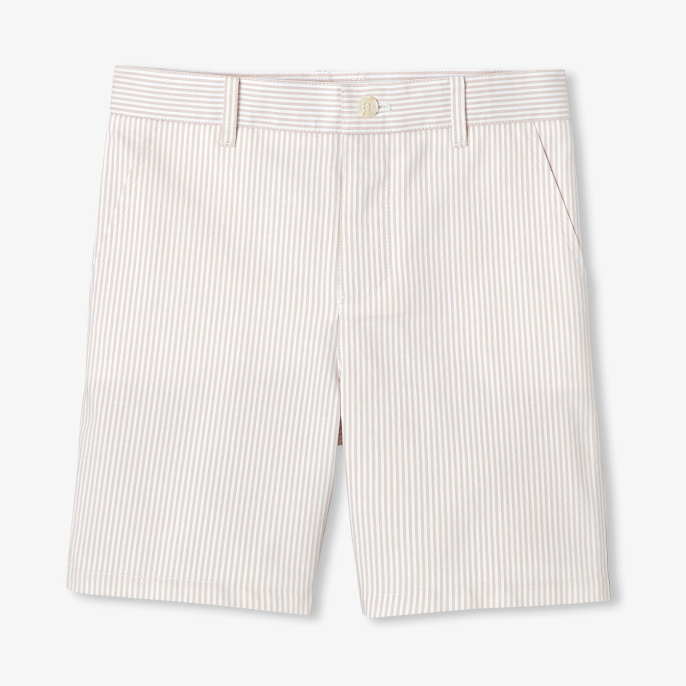 Boys' Striped Twill Bermuda Shorts - White/Beige