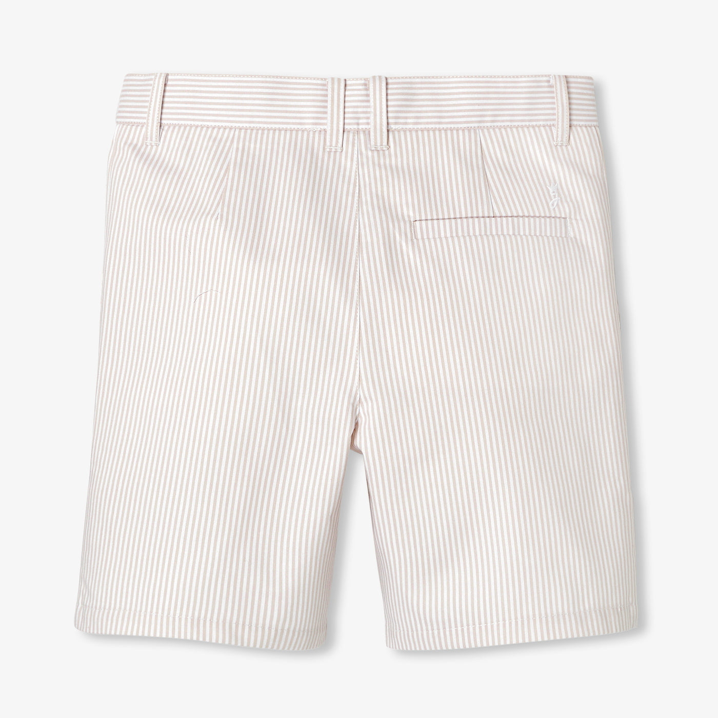 Boys' Striped Twill Bermuda Shorts - White/Beige