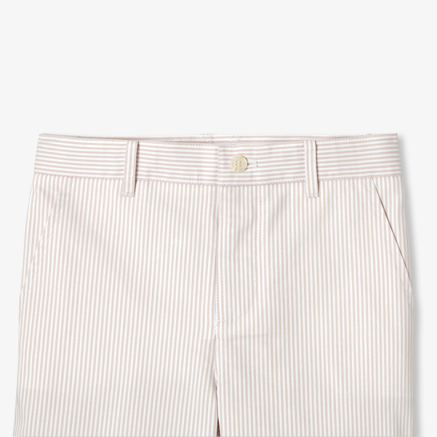 Boys' Striped Twill Bermuda Shorts - White/Beige