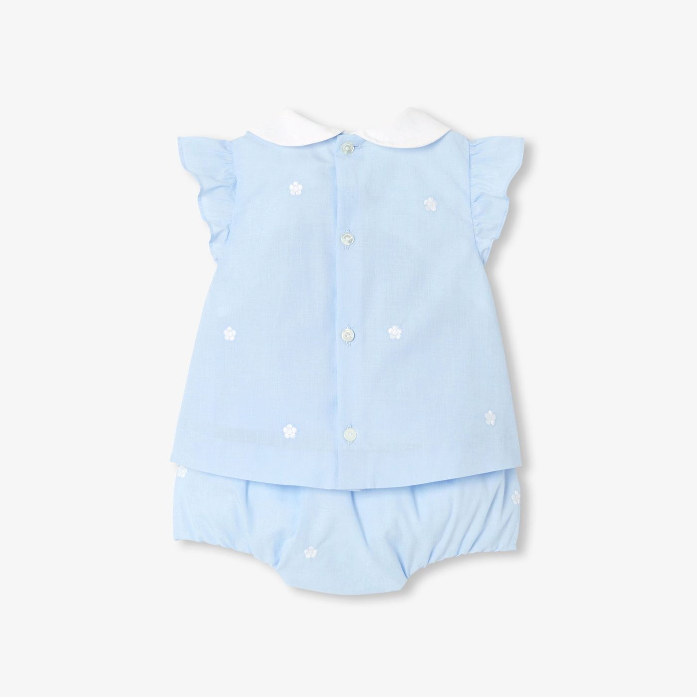 Baby Girl Set In Cotton Fil-À-Fil - Blue/Multicolour