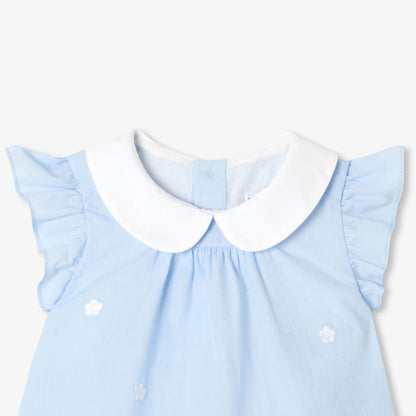 Baby Girl Set In Cotton Fil-À-Fil - Blue/Multicolour