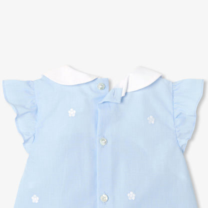 Baby Girl Set In Cotton Fil-À-Fil - Blue/Multicolour
