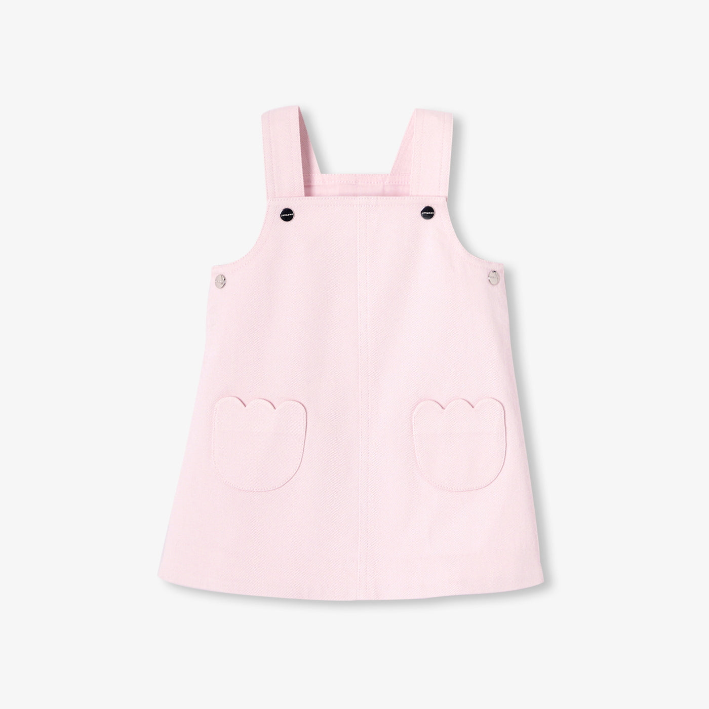 Baby Girl Twill Pinafore Dress - Powder Pink