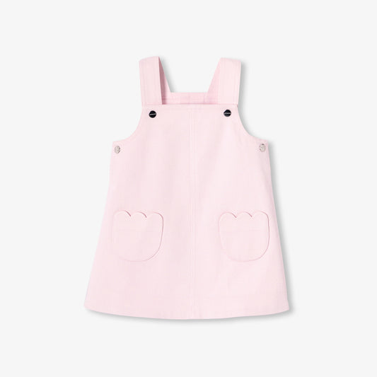 Baby Girl Twill Pinafore Dress - Powder Pink