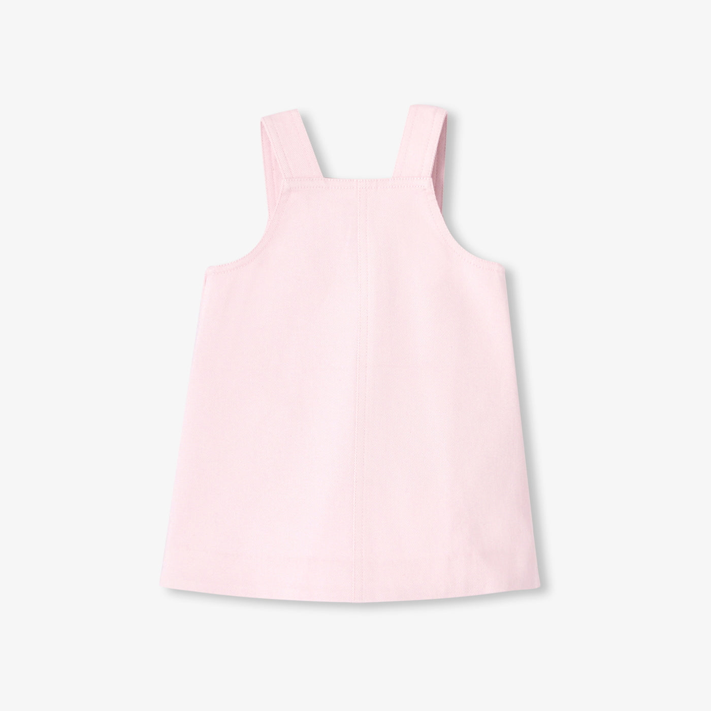 Baby Girl Twill Pinafore Dress - Powder Pink