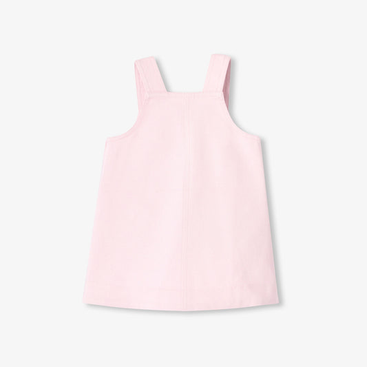 Baby Girl Twill Pinafore Dress - Powder Pink