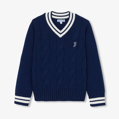 Children'S Thick Gauge Cotton Sweater - Dark Blue