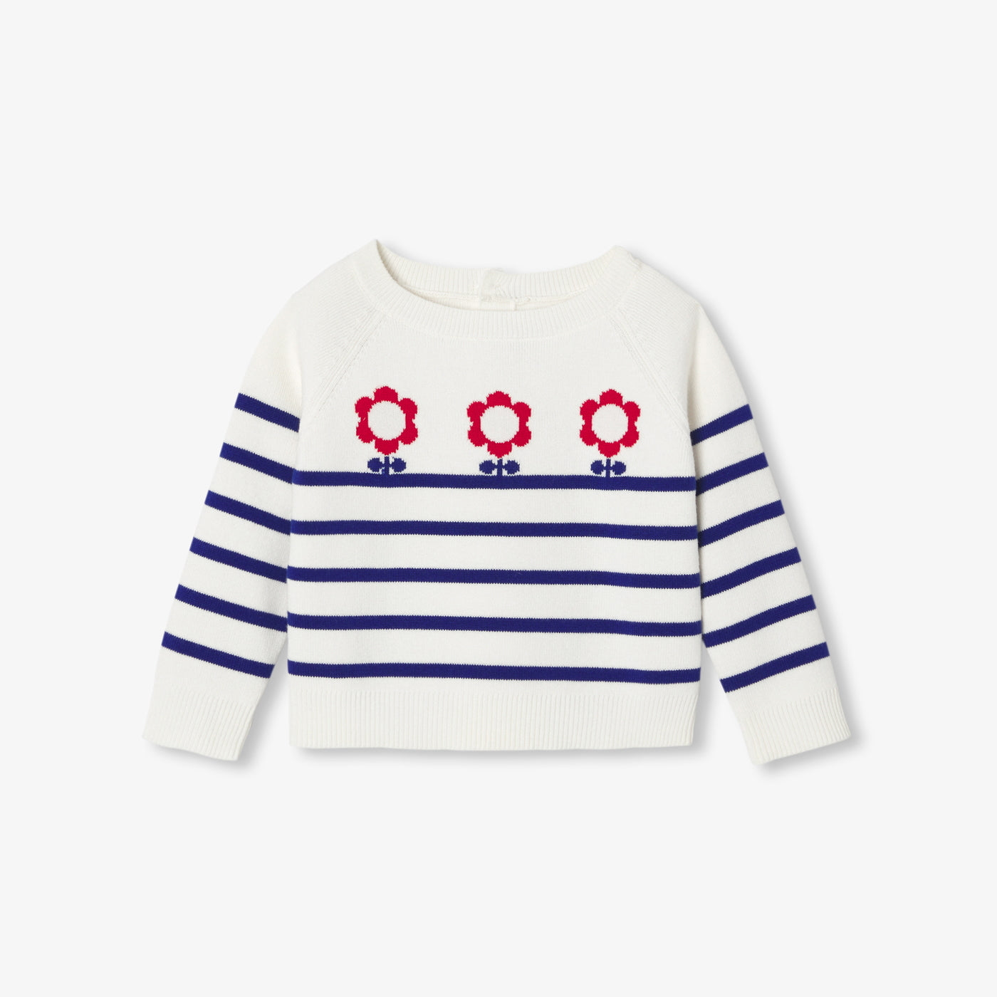 Baby Girl Cotton Sailor Top - White/Blue
