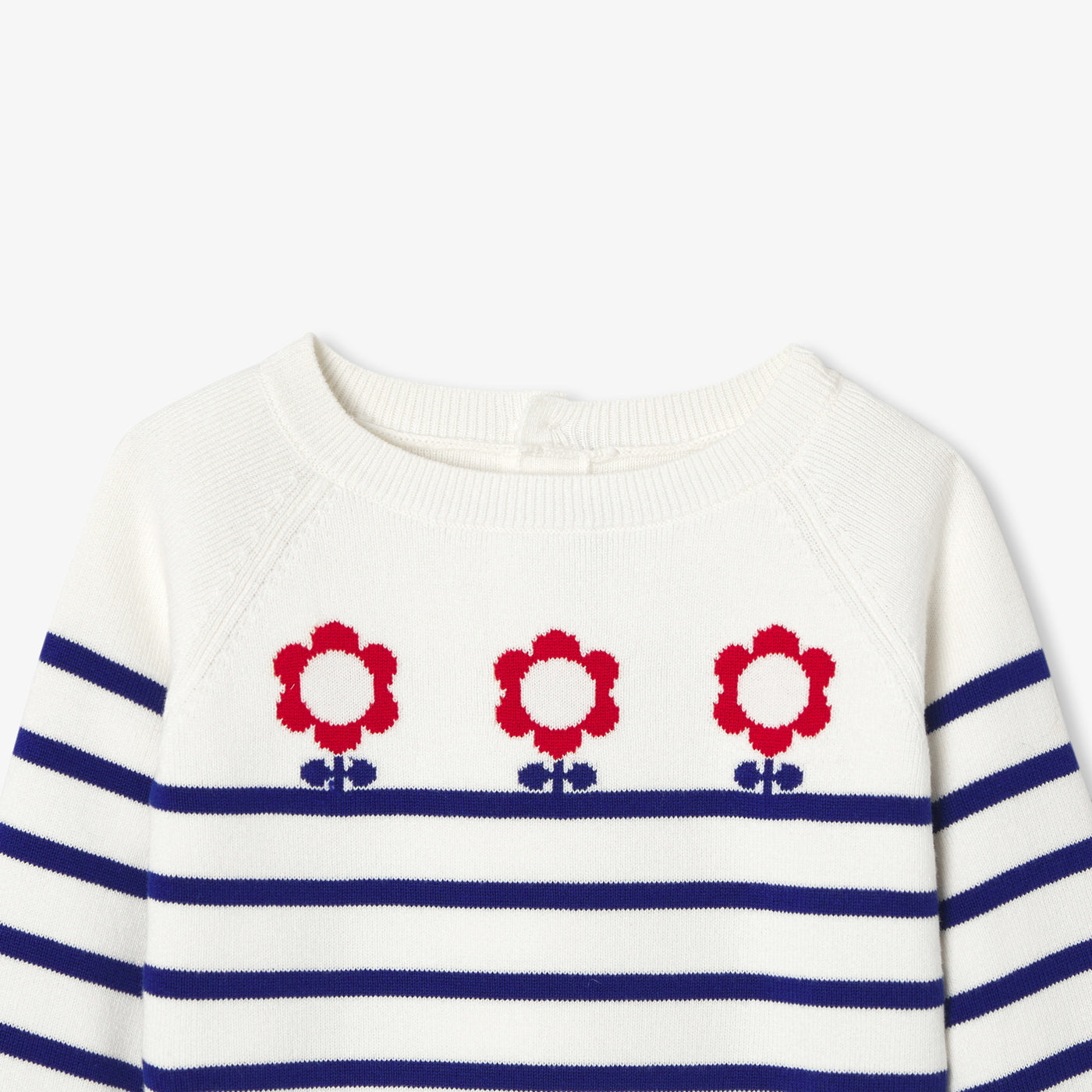 Baby Girl Cotton Sailor Top - White/Blue