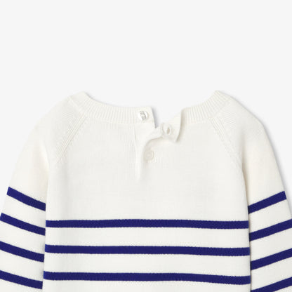 Baby Girl Cotton Sailor Top - White/Blue
