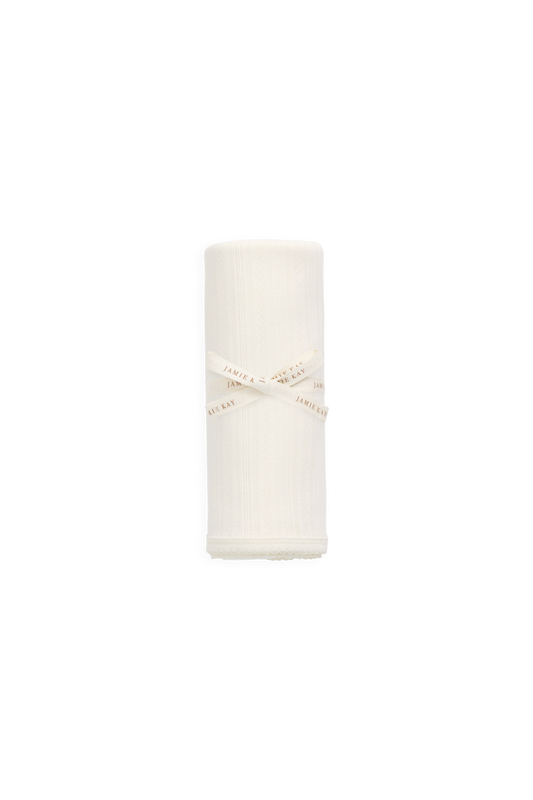 Organic Cotton Pointelle Murphy Blanket - Parchment