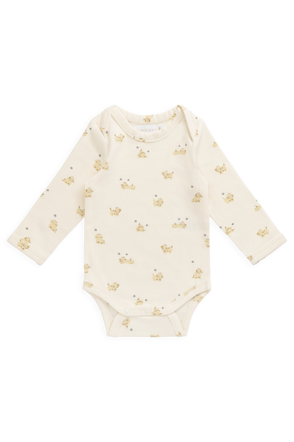 Organic Cotton Cassius Long Sleeve Bodysuit - Playful Honey