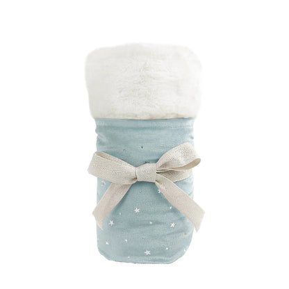 Celestial Velvet and Faux Fur Baby Blanket-Ice Blue